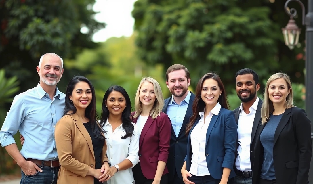 Fotografie de grup a echipei Naturavitala într-un cadru natural, zâmbind și interacționând.