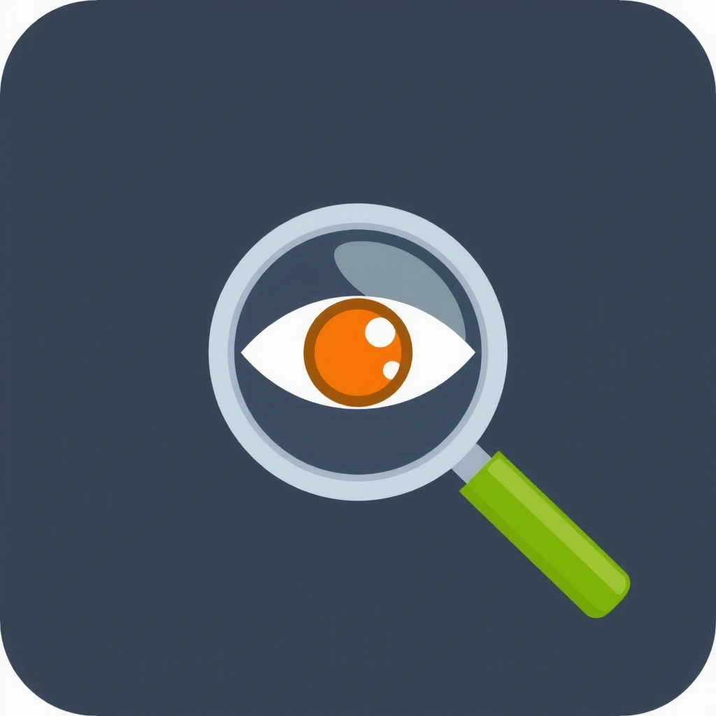 Pictogramă cu ochi și lupă, reprezentând date de utilizare